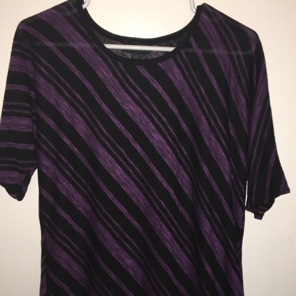 Purple and black stripe sheer shirt
